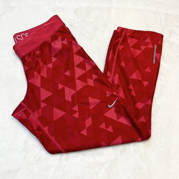 Nike Pants - Nike Dri Fit Cropped Leggings Red Coral Geometric Women’s M